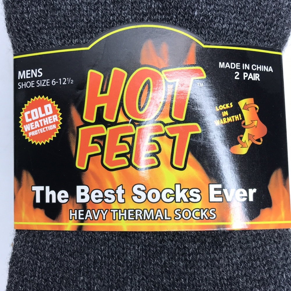 Hot Feet Mens 2 Pairs Heavy Thermal Socks 6 - 12.5